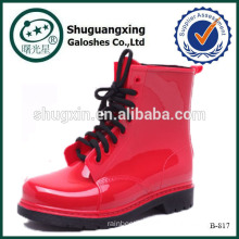 shiny red rain boots women sport shoes B-817